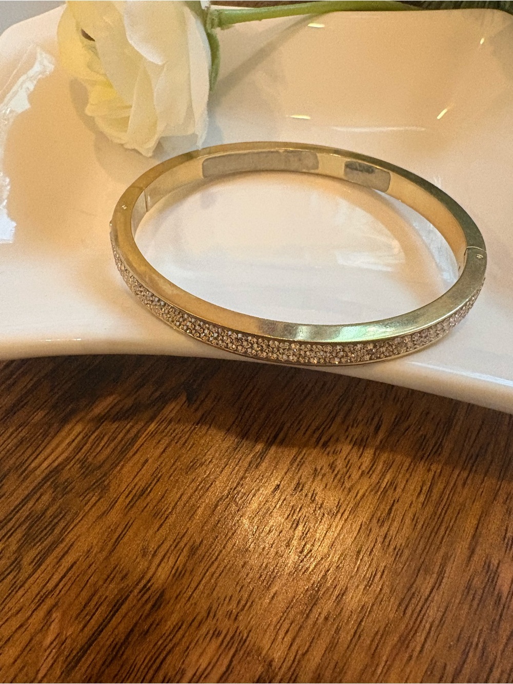 Gold Crystal Pavé Bangle Bracelet - Picture 2 of 5